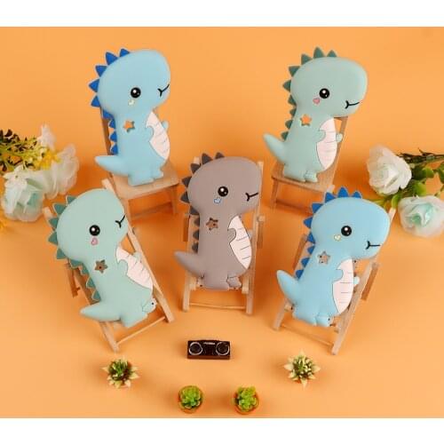 Kovict 5/10pcs Dinosaur Baby Silicone Teether Rodent BPA Food Free Silicone Teething Nursing Pacifier Clip silicone beads