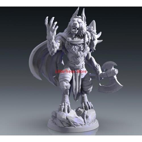 56mm 38mm Resin Model Wolf Leader Figure Unpainted Sculpture DW-004