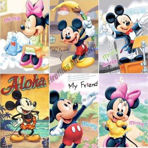 Disney 5D DIY Diamond Painting Mickey Mouse Minnie Mouse Cartoon Embroidery Full Square/Round Diamond Mosaic Home Decoration