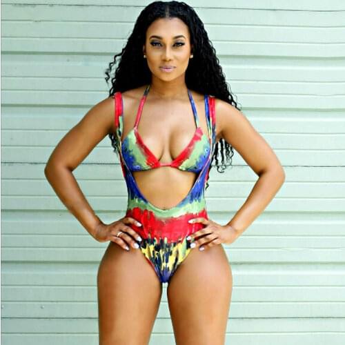 African Style Bikini Two Piece Swimsuit Thong Woman Swimwear Triangle Bikini Set Tie Dying Print Bathing Suit Swimming Costumes