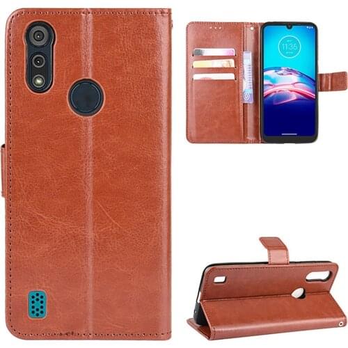 Wallet Style Phone Case Protective Sleeve Cover Crazy Horse Leather Shell for Motorola E6i 2021/E6s 2020 Phone