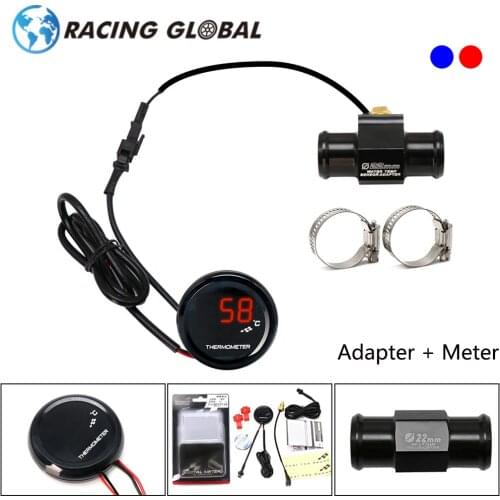 ALCON-Racing Sensor Water Temp Adapter + KOSO Water Temperature Mini Meter 22mm Universal For Most Motorcycle High quality