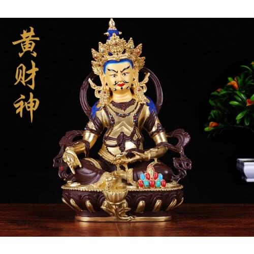 GOOD HOME FAMILY Talisman efficacious Protection -Buddhism Coloured drawing Yellow Jambhala fortune god buddha Gilding statue