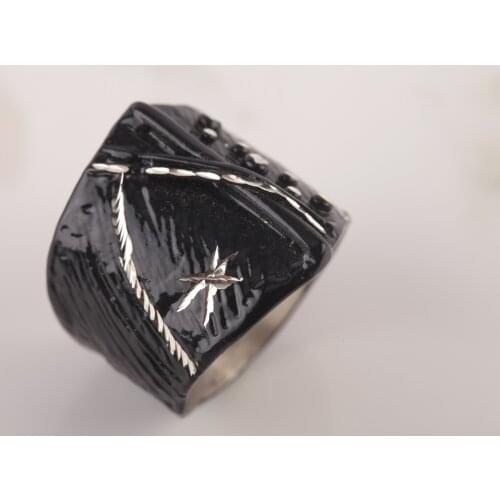 UM US JEWELRY Black Color Unisex Ring