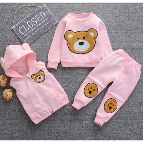 Children Christmas Clothing Set Autumn Winter Fashion Tops+hoodeds Ves+pants3pcs KidsOutfits Little Boys Girls Outfits