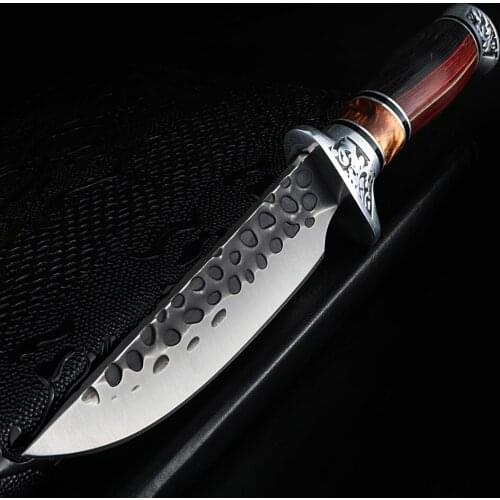 XUAN FENG black Iron Forged Tactical Hunting Knife Outdoor Camping Knife Survival Knife