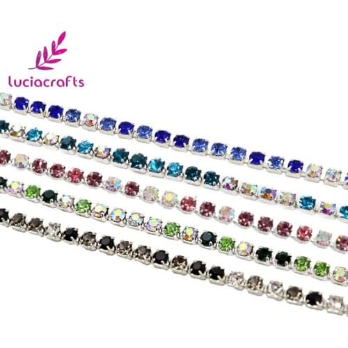 Lucia crafts 2.5mm 1m/lot AB gradient Garment Rhinestone DIY Handmade Material G1015