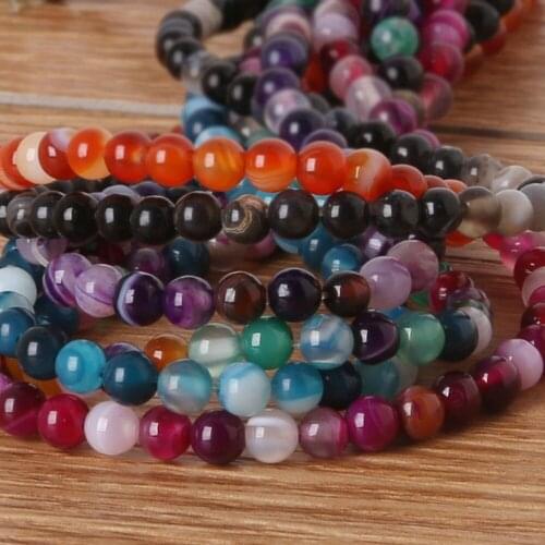 Multi Colors Round Stripe Beads Natural Stone Beads 4mm Beads Strand 15"/Diy For Jewelry Making Drop shipping BTB