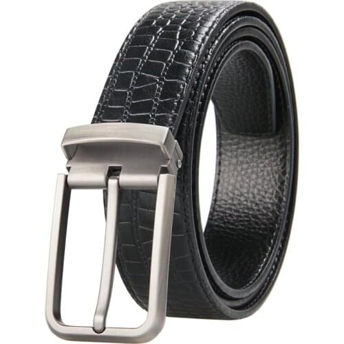 Designer Belts Men High Quality Male Genuine Leather Strap Luxury Famous Brand Logo Crocodile Silver Pin Buckle Belt