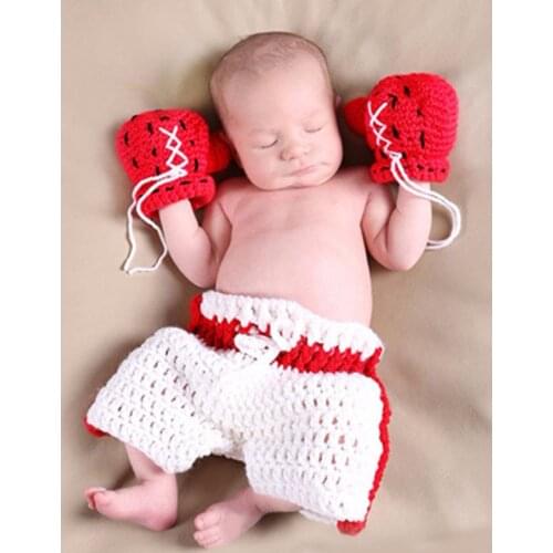 New Design Baby Boxer Style Crochet Gloves Diaper Newborn Knitted Photography Props Infant Handmade Costume Outfit H118