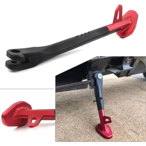 Motorcycle Single Side Stand Leg Kickstand Supporter Black+Red CNC Alloy 250MM
