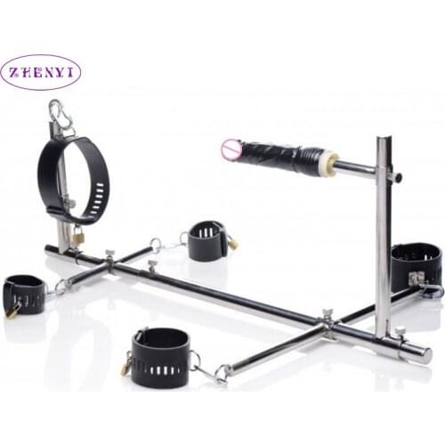 Couple BDSM Bondage Frame Leather Collar Ankle Cuffs Handcuffs For Sex Adult Games Slave Restraints Black Dildo Sex Toys