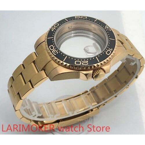 Transparent back cover 904L stainless steel gold strap bracelet with 40mm sapphire glass ETA NH36 MH35 case sea yellow bezel
