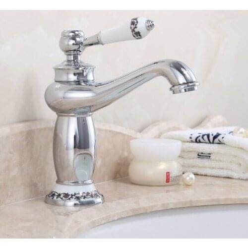 One Piece European Style Magic Lamp Basin Sink Faucet Copper Antique Single Hole Hot Cold Water Mixer Bathroom Kitchen Faucet