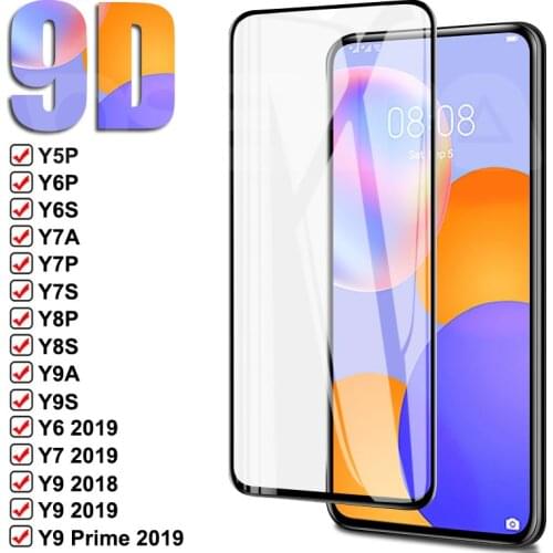 9D Protective Glass For Huawei Y5P Y6P Y6S Y7A Y7P Y7S Y8P Y8S Y9A Y9S Y6 Y7 Y9 Prime 2018 2019 Tempered Glass Screen Film Case