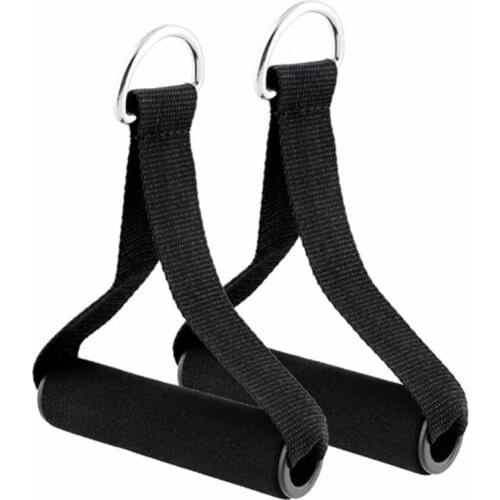 1Pair Resistance Bands Handles For Strength Training With Foam Handle Metal D-Shape Buckles Black Fitness Exercise Hands Hook
