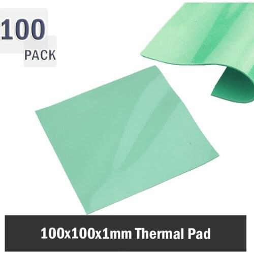 100pcs 100mmx100mmx1mm Silicone Thermal Pad Heatsink Conductive green Paste GPU CPU