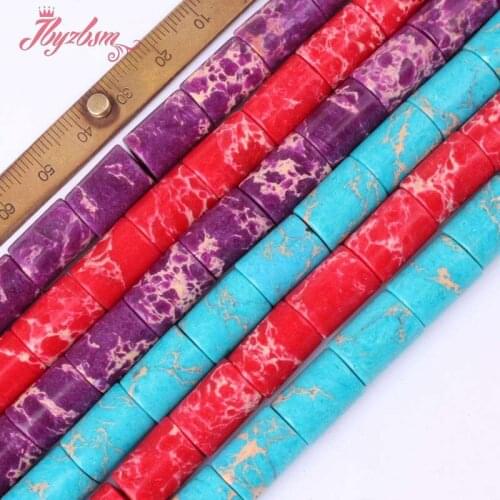 10x14mm Smooth Column Shape Beads Sea Sediment Stone Beads For DIY Necklace Bracelat Earring Jewelry Making 15" Free Shipping