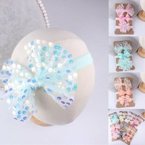 2019 New 3Pcs/Set Cute Baby Girl Toddler Lace Bow Hair Band Headwear Kids Headband Decor wholesale dropshipping lovely girls set
