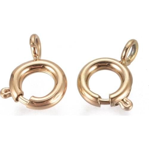 5pcs 304 Stainless Steel Spring Ring Clasps Hooks for jewelry making DIY Links Accessories 6x1.6mm, Hole: 1.6mm