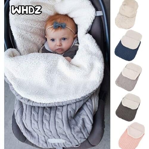 Warm Baby Blanket Knitted Newborn Swaddle Wrap Soft InfantSleeping Bag Footmuff Cotton Envelope For Stroller Accessories Blanket