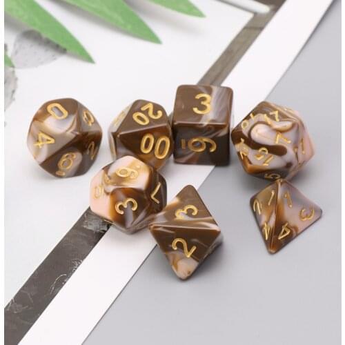 7pcs/set Sided Dice Acrylic Digital Dice D4 D6 D8 D10 D12 D20 Dice For Dungeons&Dragon D&D RPG Poly Game