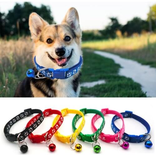 Adjustable Pet Collar Bell Crystal Dog Cat Collar Easy Wear Buckle Lovely Pets Decor Accessories Dogs Cats Necklace Dog Supplies
