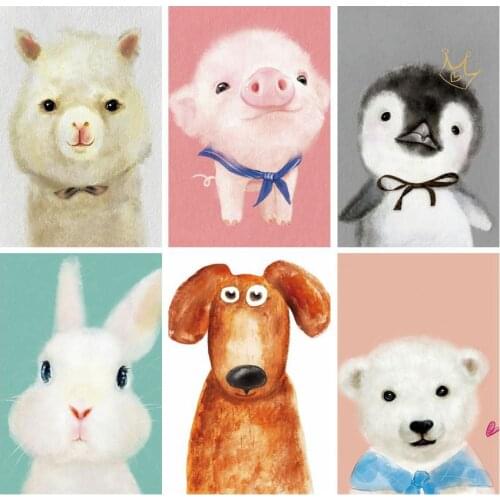 5D DIY Cute Cartoon Animals Pig Rabbit Penguin Diamond Painting Full Drill Embroidery Cross Stitch Mosaic Home Decor Craft Gift