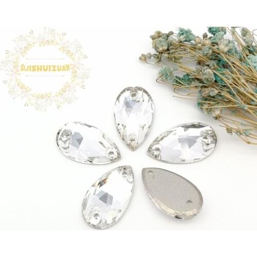 White High-grade DR Glass Crystal sew on rhinestones with TWO holes Diy wedding dress accessories Free shipping