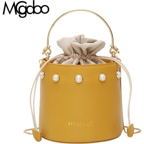 Mgcdoo Brand Designer Buckt Bags Fashion Chain Shoulder Bag PU Leather Handbag Korean Mini Messenger Bucket Bag