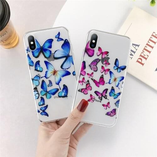 Coque Case For iphone 11 Pro Max 7 8 Plus XR X XS Max 6 6S 5 5S SE 2020 Case Butterfly Phone Cases iphone11 Soft Cover