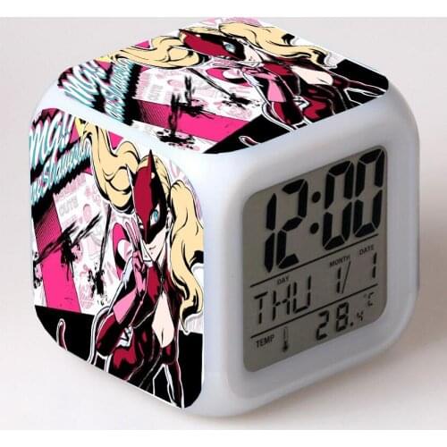 Anime Persona 5 LED 7 Color Flash Digital Alarm Clocks Night Light Bedroom Desk Clock despertador Alarm-Clock