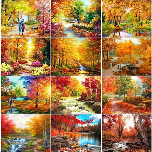 EverShine Diamond Embroidery Autumn Landscape Full Drill Square Diamond Painting Tree Picture Rhinestone Mosaic Wall Decoration