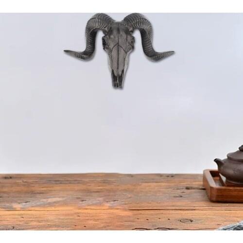 Sheep Skull Head Wall Mount Statue Wildlife Animal Head Living Room Home Artwork Background Wall Decorations