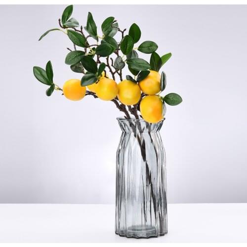 3 PCS 50cm Beautiful Artificial Plastic Lemon Fruit Branch Home Garden Decoration
