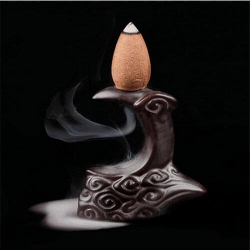 1Pcs Ceramic Incense Burner Rosy Clouds Chasing The Moon Back Incense Burner Mini Small Furnishing Articles Moon Incense Burner