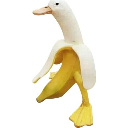 Creative Cute Banana Duck Sculpture Ornament Whimsical Banana Duck Yard Art Statue Garden Yard Outdoor Decor Household