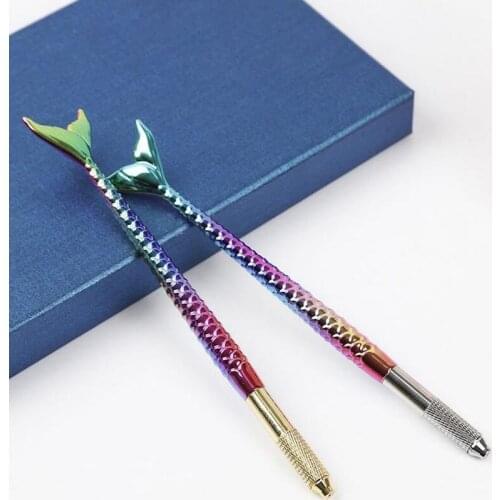 Top sale 2pcs silver/gold 3D permanent makeup microblading pen manual eyebrow embroidery tattoo pen micro blade needles
