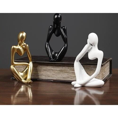 Little Golden Man Personality Home Decoration Ornaments Creative Nordic Mini Abstract Left Thinking Daydreaming