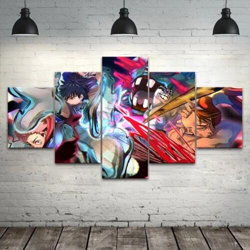 Home Decor Modular 5 Panel Canvas Painting HD Prints Anime Characters Picture Wall Art Jujutsu Kaisen Poster Kids Room Framework