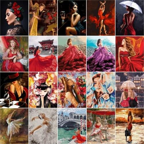 HUACAN DIY Painting By Number Figure Pictures By Numbers Girl Drawing On Canvas Hand Painted Paintings Art Gift Kits Home Decor