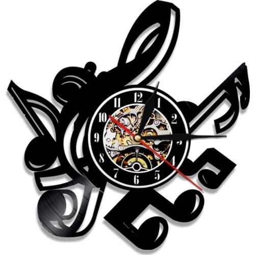 Music Note Vintage Vinyl Record Wall Clock Creative Wall Hanging Watch Silent Timepiece Home Retro Decor Art Music Lover Gift