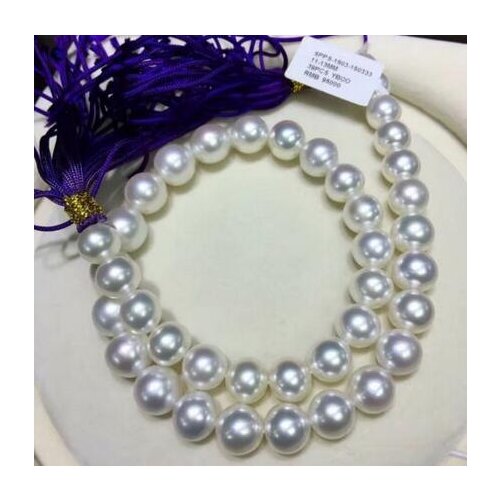 Free shipping >>>>noble jewelry classic round huge 12-14mm south sea white pearl necklace 14k