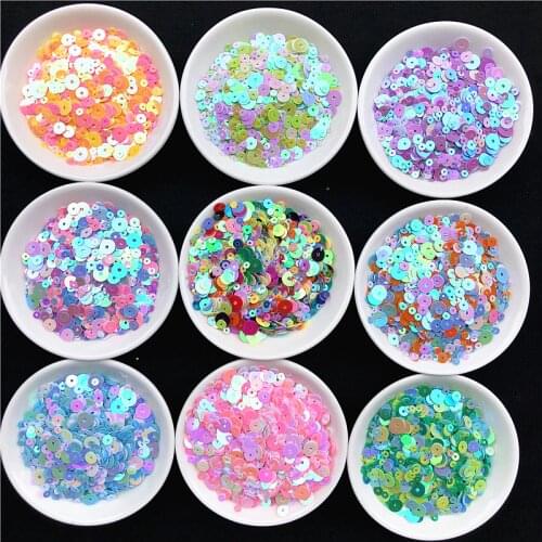 1200Pcs/Pack Multi Mix 3mm 4mm 5mm 6mm Sequins Colorful Flat Round Loose sequin Sewing Wedding Craft, Women Garment Accessories