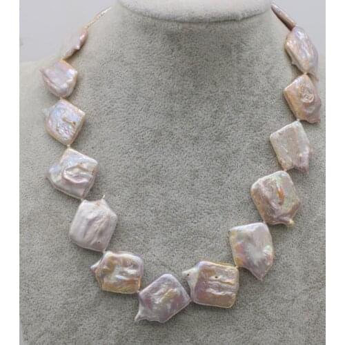 Freshwater pearl reborn keshi purple square 20-23mm 17inch necklace ture FPPJ wholesale beads