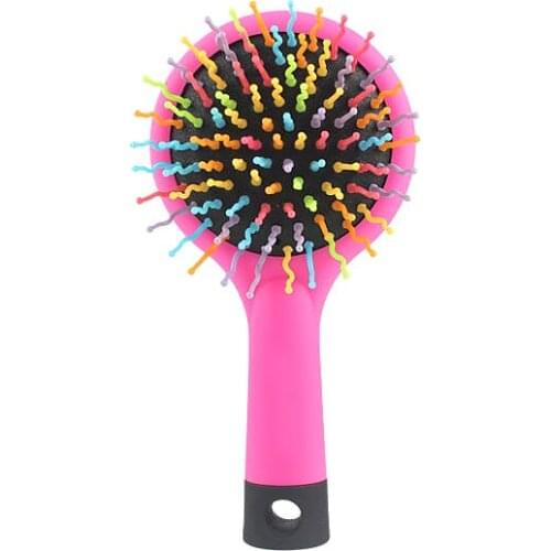 Rainbow Volume Brush With Mirror,Anti-static Haircare Hair Hot Comb,Massage Airbag Curls&Wig Hair Brush Women,Barber Accessories
