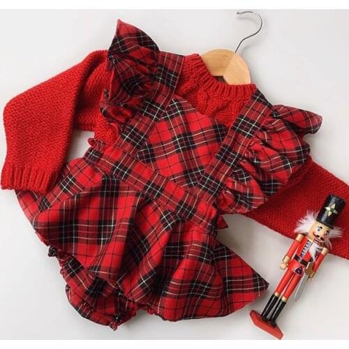 Xmas 0-24 Months Baby Girls Boys Rompers+Headband 2 Piece suit Plaid Print Ruffles Short Sleeve Backless Christmas Jumpsuits