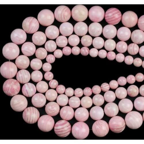 Pink Shell Natural Gem Beads Round Loose Spacer Beads 15''6/8/10/12mm For Jewelry Making DIY Ear Bracelets Accessories