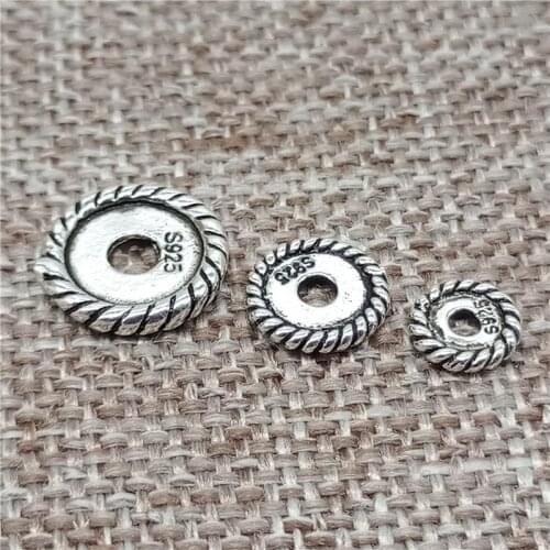 10pcs of 925 Sterling Silver Round Spacer Tire Bead 6mm 8mm 10mm for Bracelet Necklace
