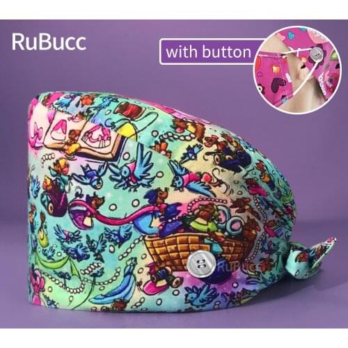 Scrubs Caps Pet Grooming Agency Work Caps Beautician Cap Lab Hat Personalized Teeth Print Scrubs Hats Tie Back Straps Sweatband